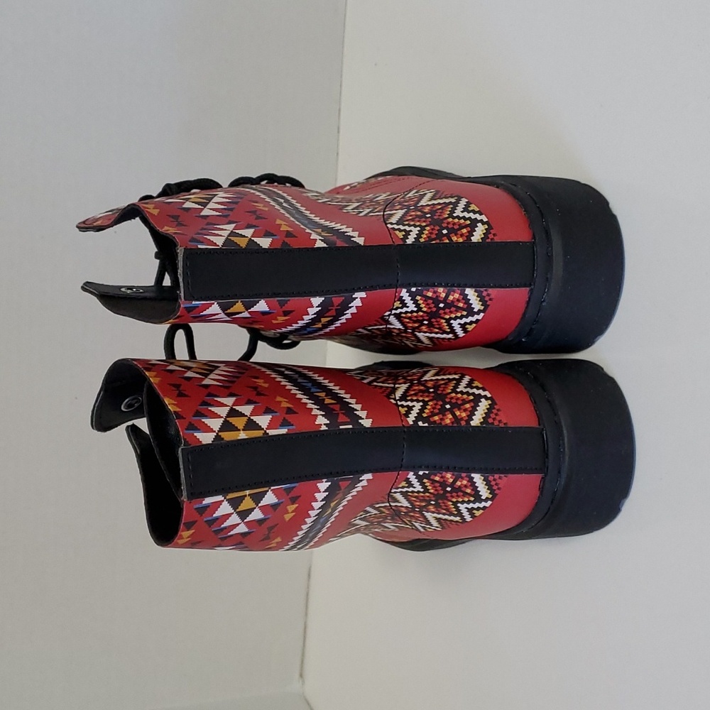 New!  Yes We Vibe Vegan Leather Aztec Red Bohemian Boots, 10.5 Men/12 Women - Picture 4 of 8